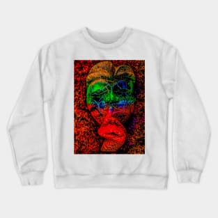 A Bali face mask on dark red background Crewneck Sweatshirt